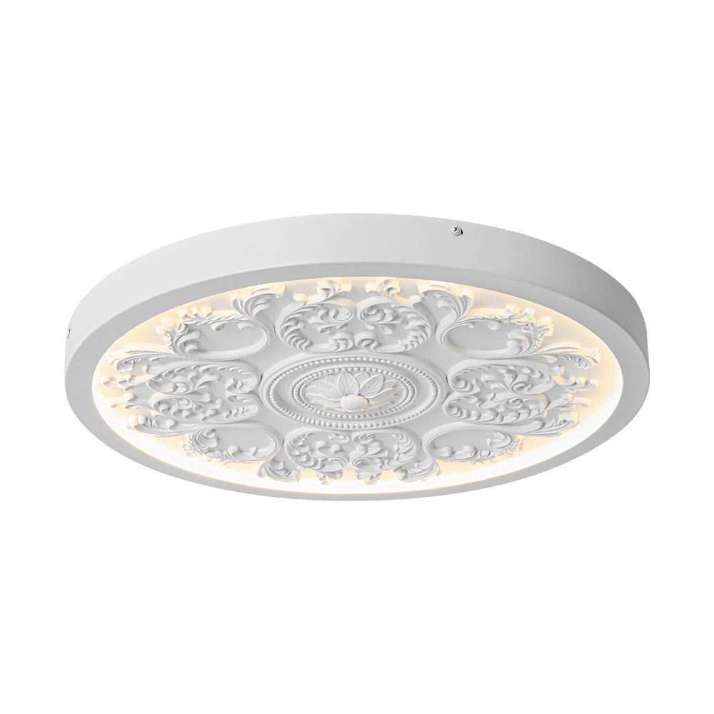 LED-Deckenleuchte Rund Weiß 48,5cm Wohnzimmer Schlafzimmer Dimmbar Klassisch Ornament Medaillon Aufbaustrahler Flur Badezimmer | Restfield