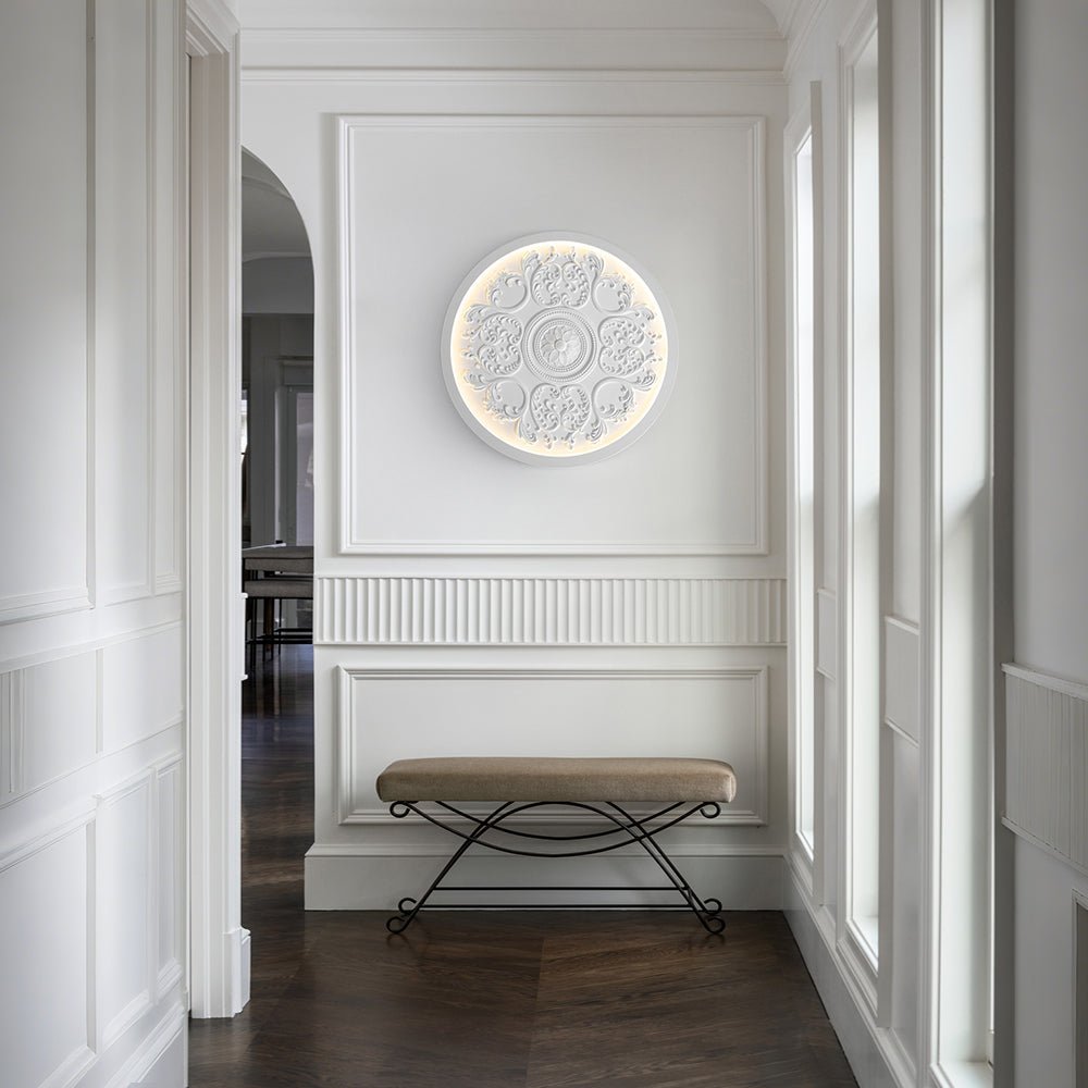 LED-Deckenleuchte Rund Weiß 48,5cm Wohnzimmer Schlafzimmer Dimmbar Klassisch Ornament Medaillon Aufbaustrahler Flur Badezimmer | Restfield