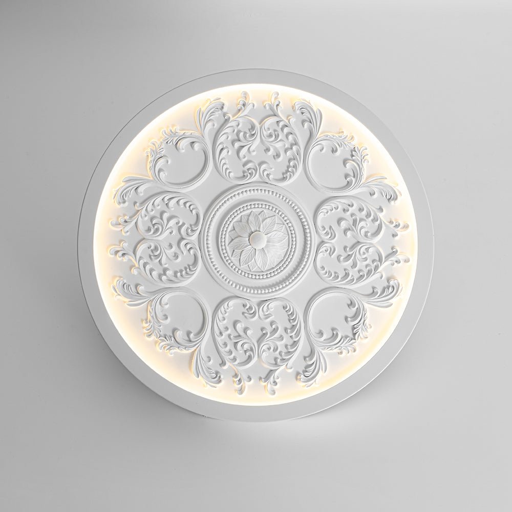 LED-Deckenleuchte Rund Weiß 48,5cm Wohnzimmer Schlafzimmer Dimmbar Klassisch Ornament Medaillon Aufbaustrahler Flur Badezimmer | Restfield