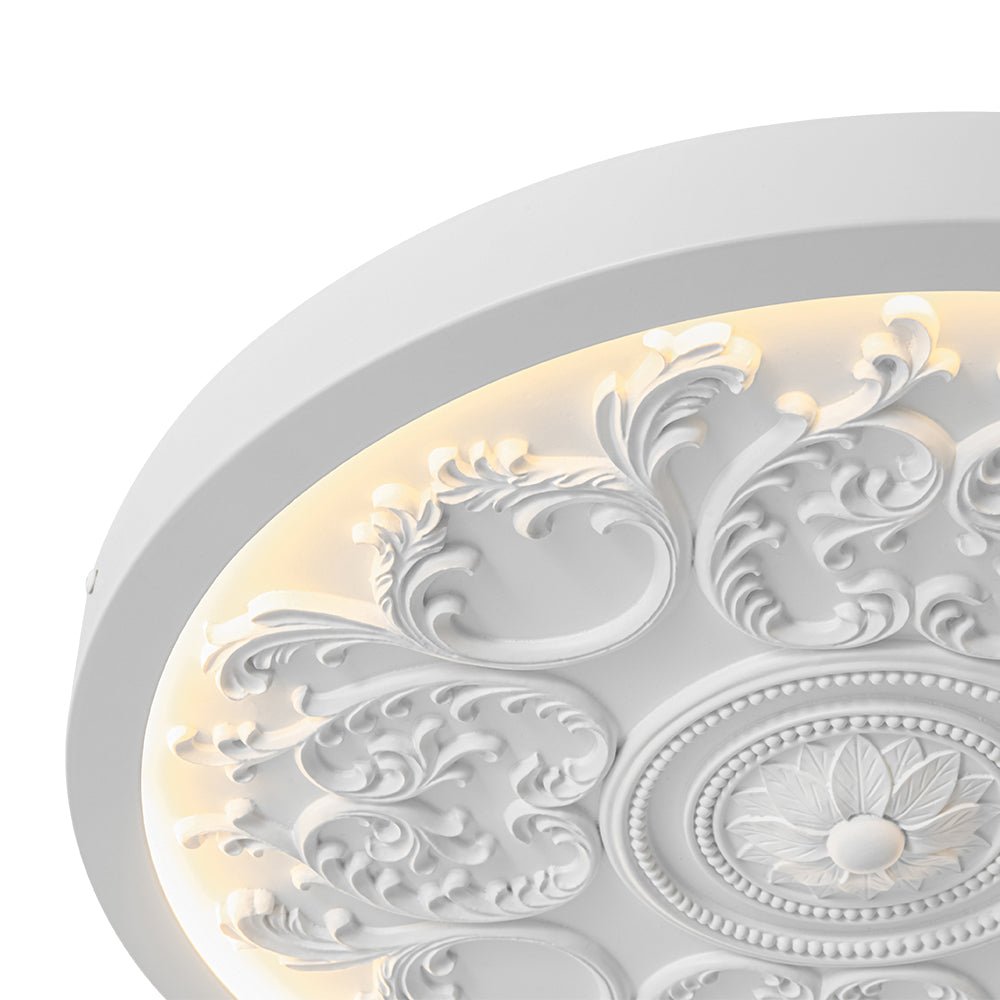 LED-Deckenleuchte Rund Weiß 48,5cm Wohnzimmer Schlafzimmer Dimmbar Klassisch Ornament Medaillon Aufbaustrahler Flur Badezimmer | Restfield