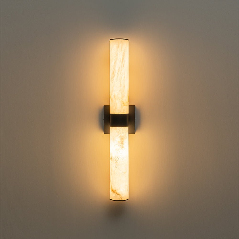 Lineaire LED Wandlamp met Albast – Moderne Badkamerverlichting in Messing of Zwart – 60cm Dimbaar 3000K | Sansoti