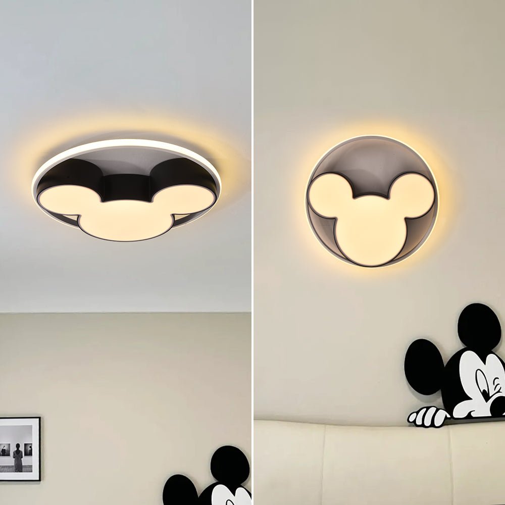 Kinderzimmer Deckenleuchte LED Schwarz Weiß 45cm 52cm Dimmbar Fernbedienung Schlafzimmer Wohnzimmer Spielzimmer Aluminium Acryl Mausdesign | Restfield