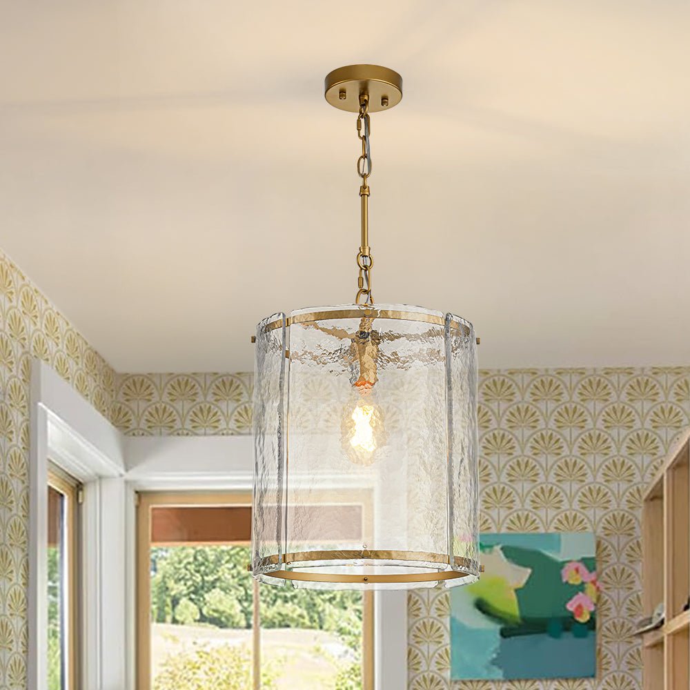 Hanglamp Cilinder Glas Messing Nikkel 32cm E26 Verstelbaar Keuken Eetkamer Entree Kooi Pendel Woonkamer Badkamer Farmhouse | Sansoti