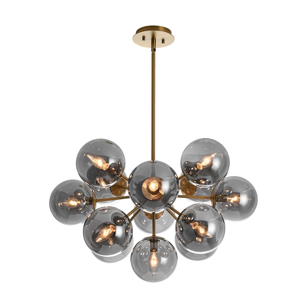 Sputnik Hanglamp 13 Lichts Gerookt Glas Messing Nikkel 60cm E12 Woonkamer Eetkamer Slaapkamer Entree Sunburst Chandelier Dimbaar | Sansoti