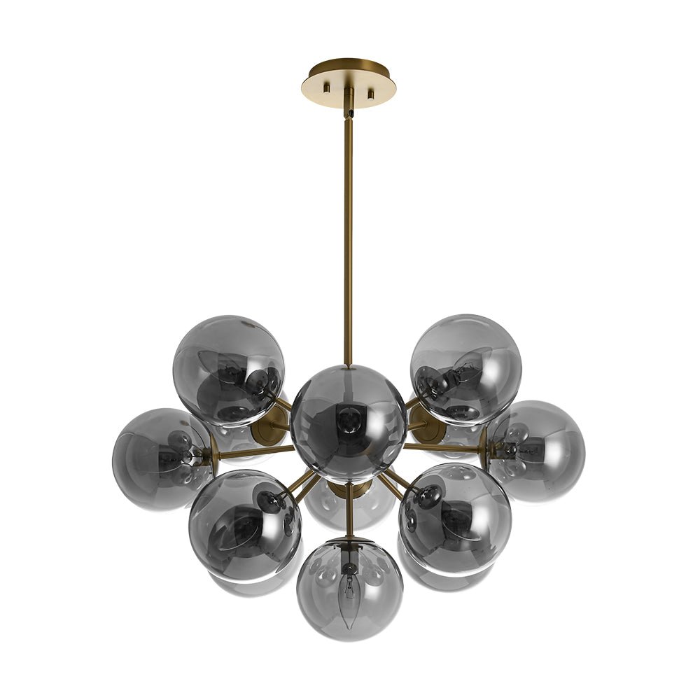 Sputnik Hanglamp 13 Lichts Gerookt Glas Messing Nikkel 60cm E12 Woonkamer Eetkamer Slaapkamer Entree Sunburst Chandelier Dimbaar | Sansoti