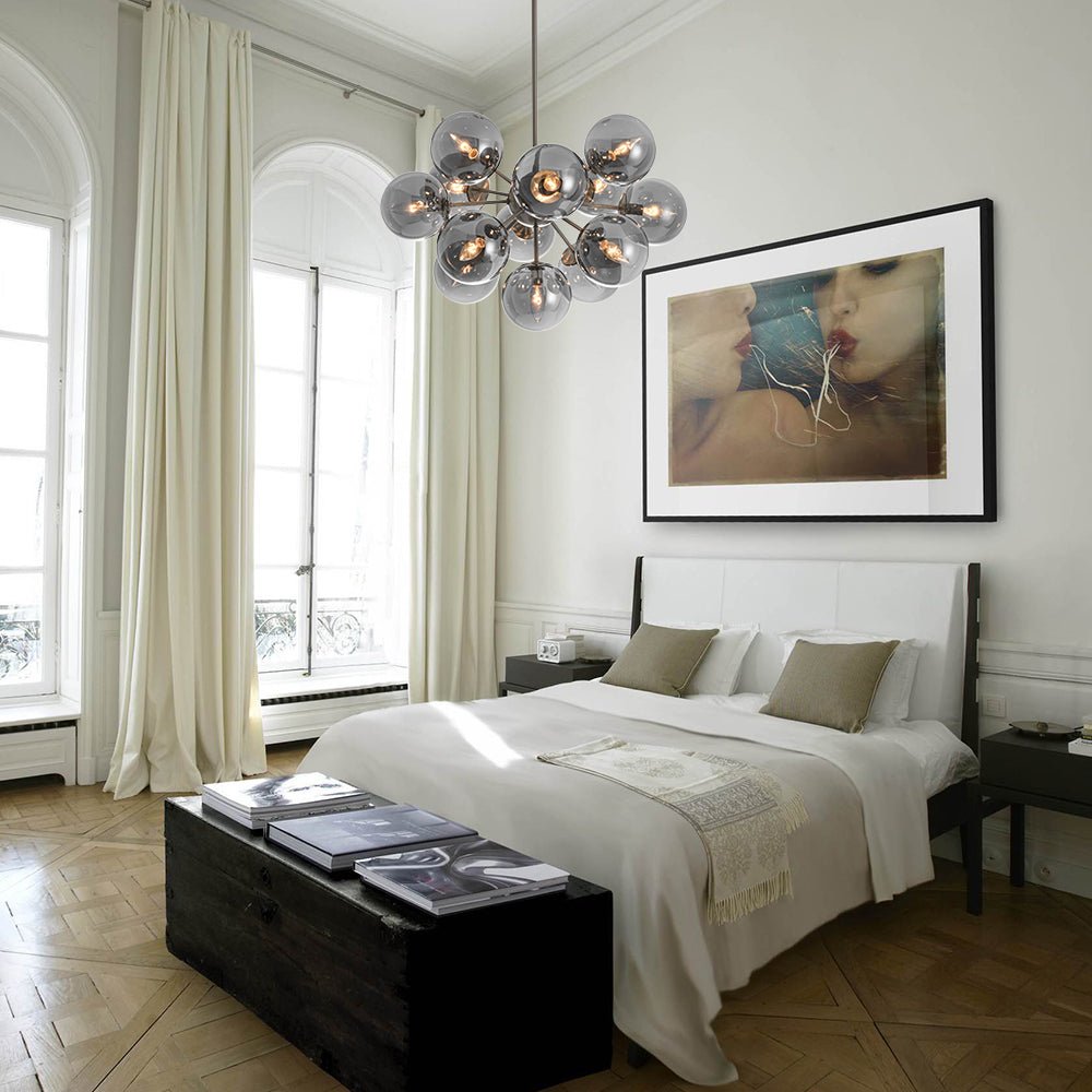 Sputnik Hanglamp 13 Lichts Gerookt Glas Messing Nikkel 60cm E12 Woonkamer Eetkamer Slaapkamer Entree Sunburst Chandelier Dimbaar | Sansoti