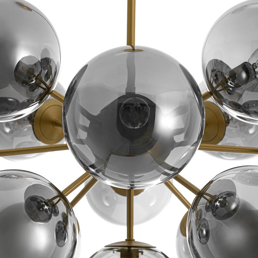 Sputnik Hanglamp 13 Lichts Gerookt Glas Messing Nikkel 60cm E12 Woonkamer Eetkamer Slaapkamer Entree Sunburst Chandelier Dimbaar | Sansoti