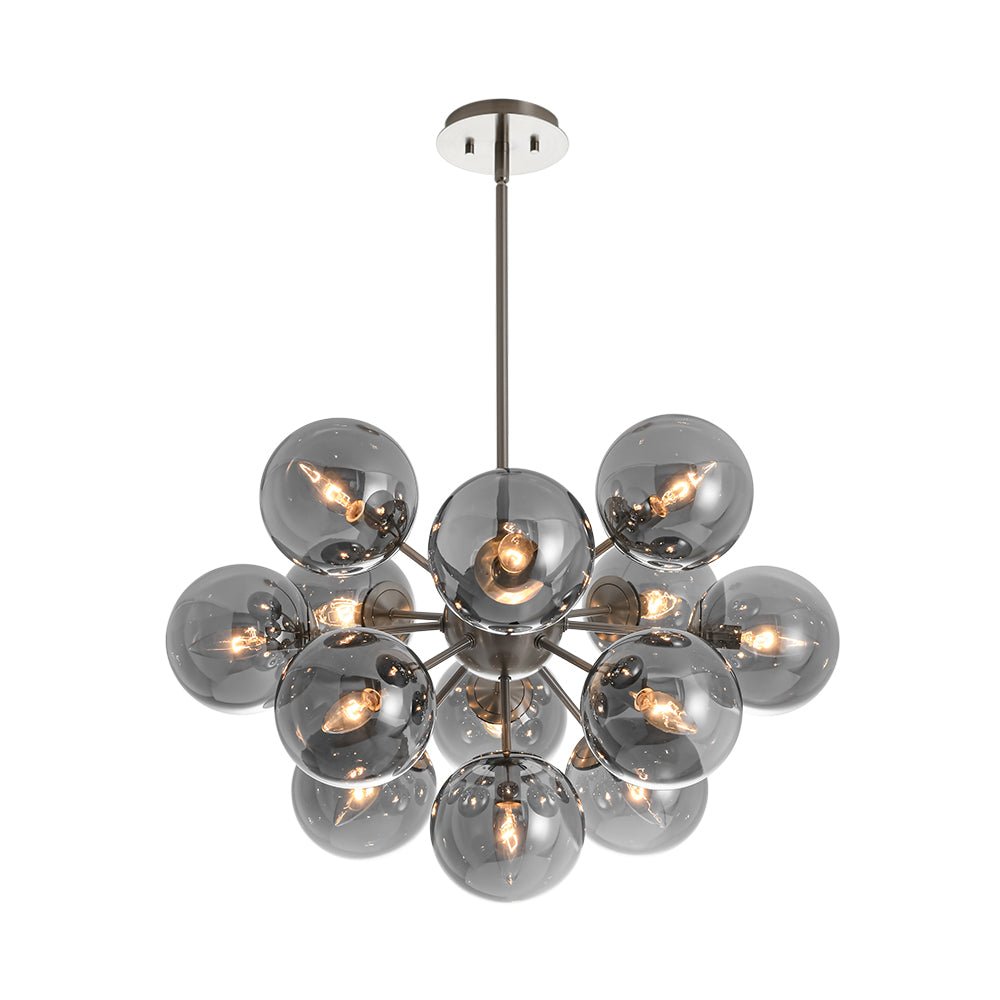 Sputnik Hanglamp 13 Lichts Gerookt Glas Messing Nikkel 60cm E12 Woonkamer Eetkamer Slaapkamer Entree Sunburst Chandelier Dimbaar | Sansoti