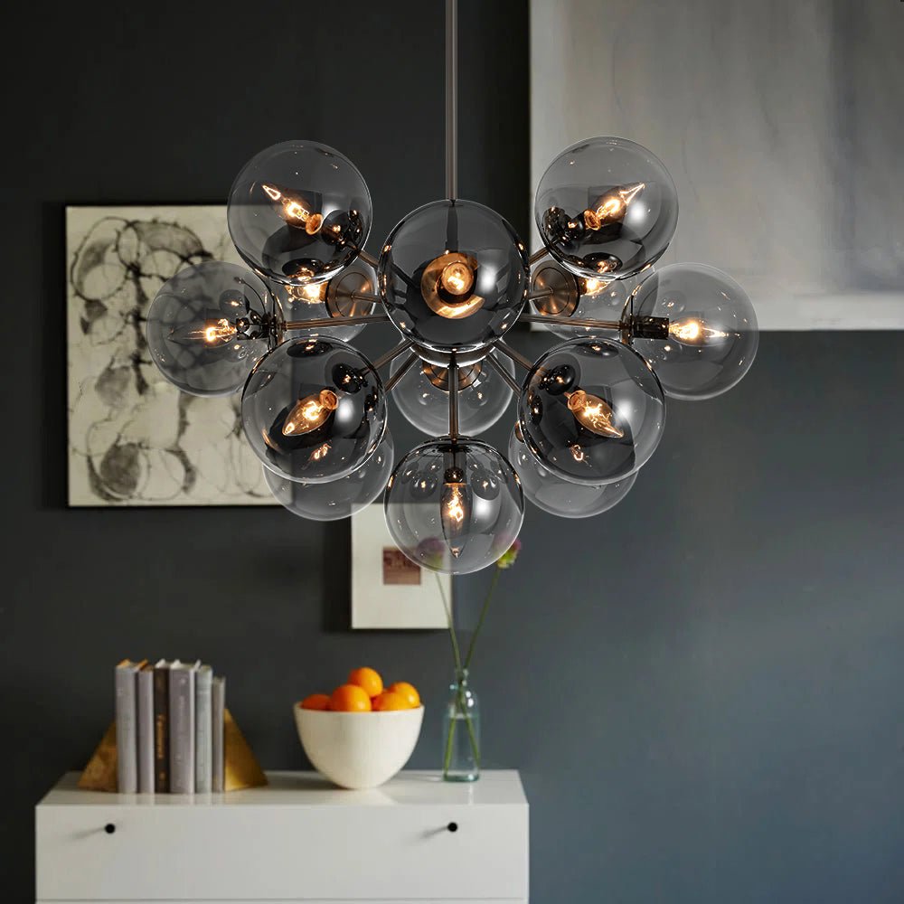 Sputnik Hanglamp 13 Lichts Gerookt Glas Messing Nikkel 60cm E12 Woonkamer Eetkamer Slaapkamer Entree Sunburst Chandelier Dimbaar | Sansoti