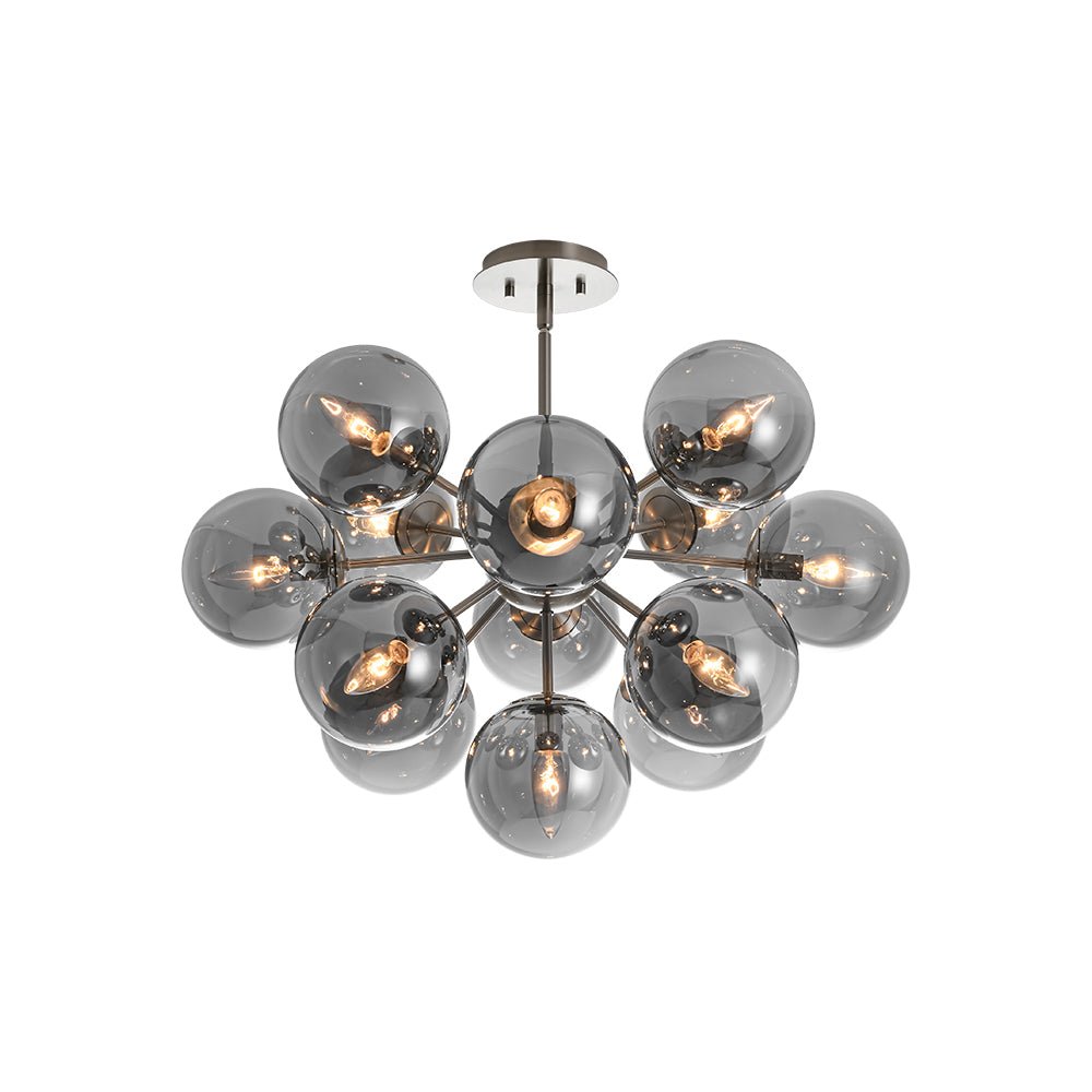 Sputnik Hanglamp 13 Lichts Gerookt Glas Messing Nikkel 60cm E12 Woonkamer Eetkamer Slaapkamer Entree Sunburst Chandelier Dimbaar | Sansoti