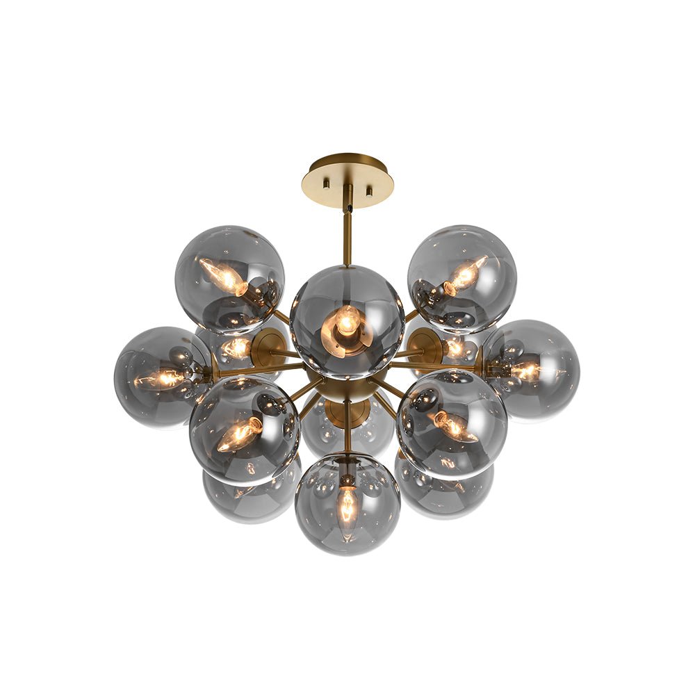 Sputnik Hanglamp 13 Lichts Gerookt Glas Messing Nikkel 60cm E12 Woonkamer Eetkamer Slaapkamer Entree Sunburst Chandelier Dimbaar | Sansoti