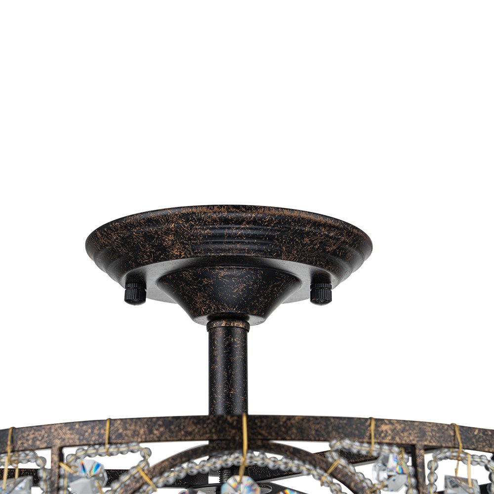 Kristallen Plafondlamp Zwart Goud 30cm 3 Lichts Vintage Drum E12 Woonkamer Eetkamer Slaapkamer Entree Badkamer Marokkaans Luxe | Sansoti