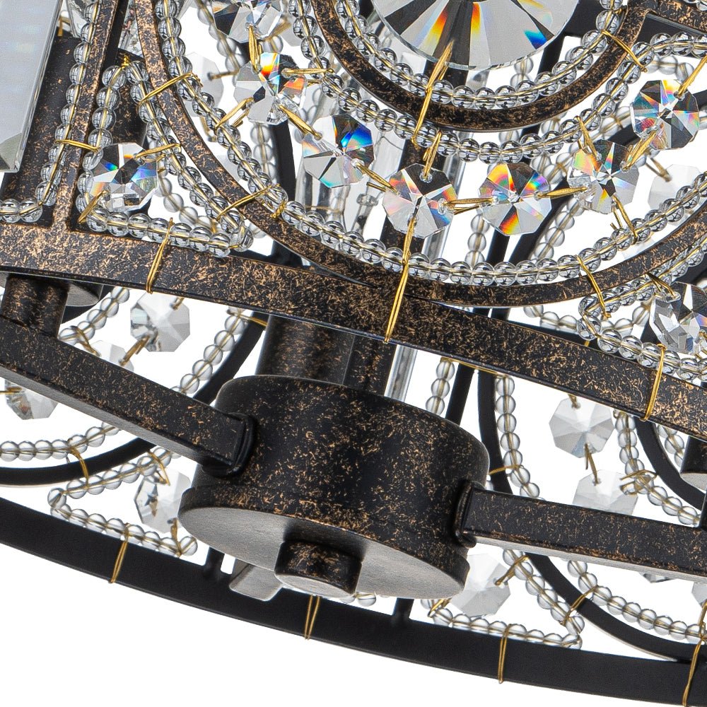 Kristallen Plafondlamp Zwart Goud 30cm 3 Lichts Vintage Drum E12 Woonkamer Eetkamer Slaapkamer Entree Badkamer Marokkaans Luxe | Sansoti