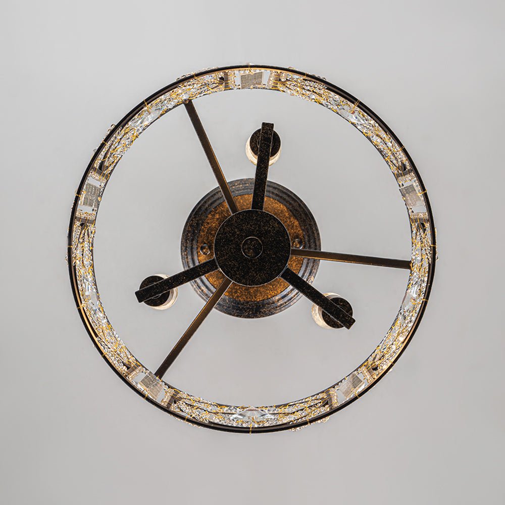 Kristallen Plafondlamp Zwart Goud 30cm 3 Lichts Vintage Drum E12 Woonkamer Eetkamer Slaapkamer Entree Badkamer Marokkaans Luxe | Sansoti