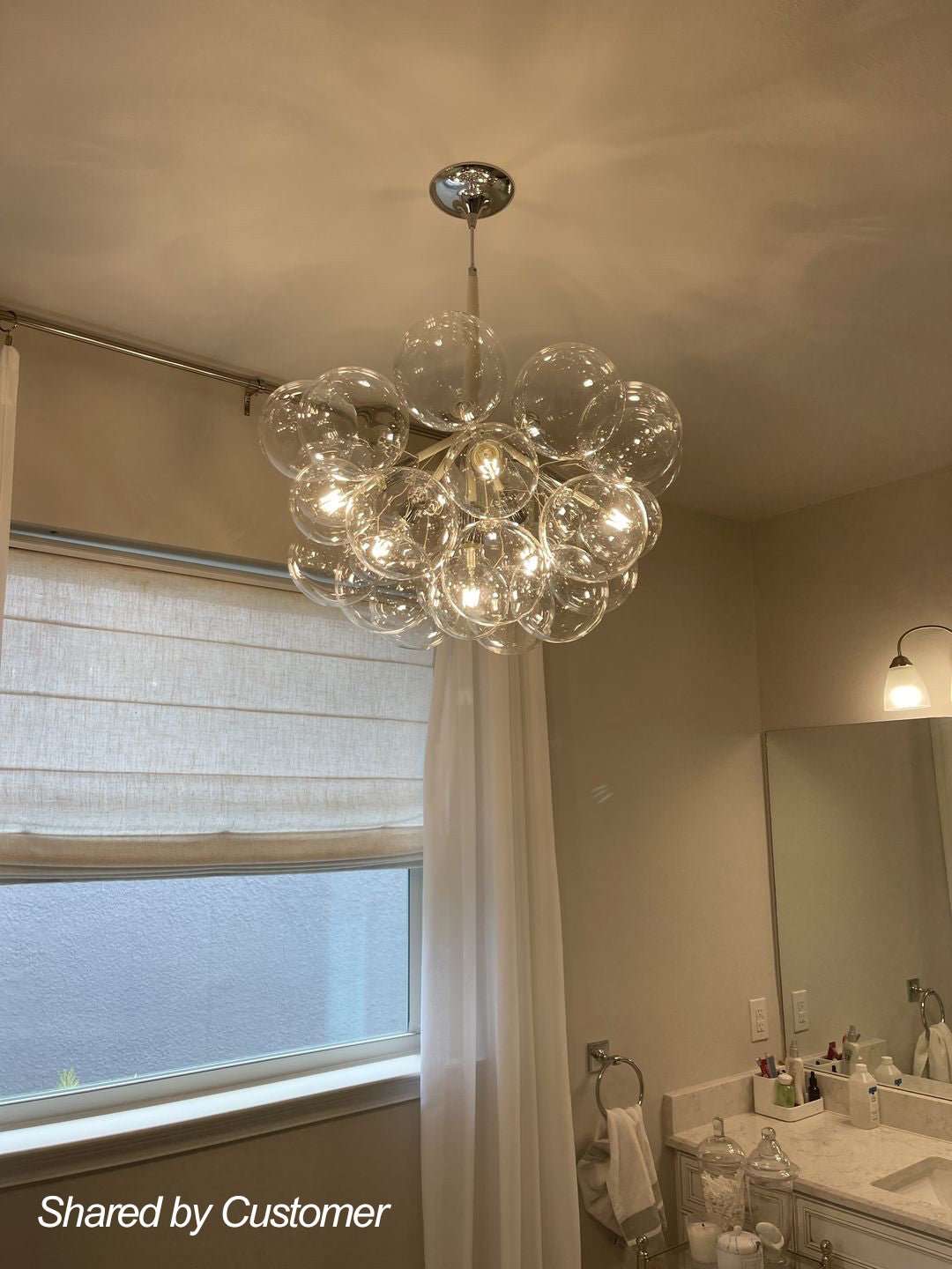 Suspension Boules en Verre Cluster Chrome Blanc Noir 63cm 6 Lumières LED G125 Salon Salle à Manger Chambre Entrée Lustre Bulles Réglable | Restfield