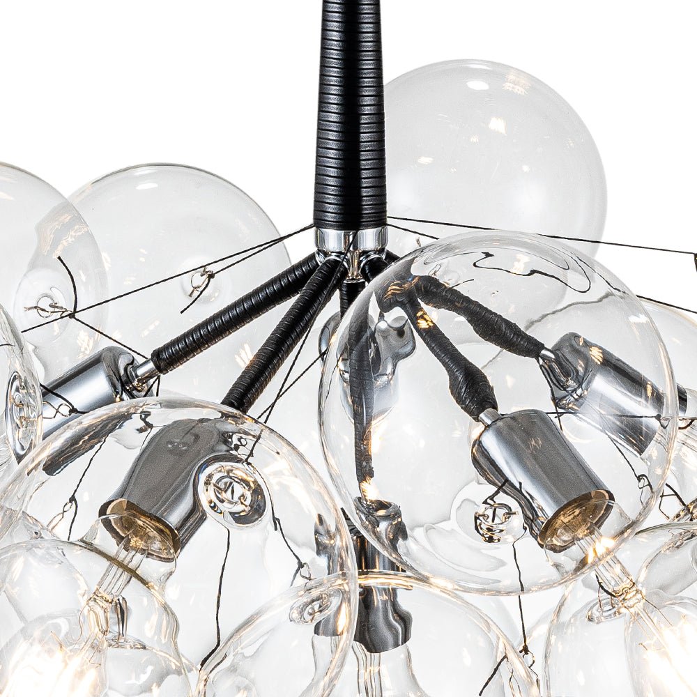 Suspension Boules en Verre Cluster Chrome Blanc Noir 63cm 6 Lumières LED G125 Salon Salle à Manger Chambre Entrée Lustre Bulles Réglable | Restfield