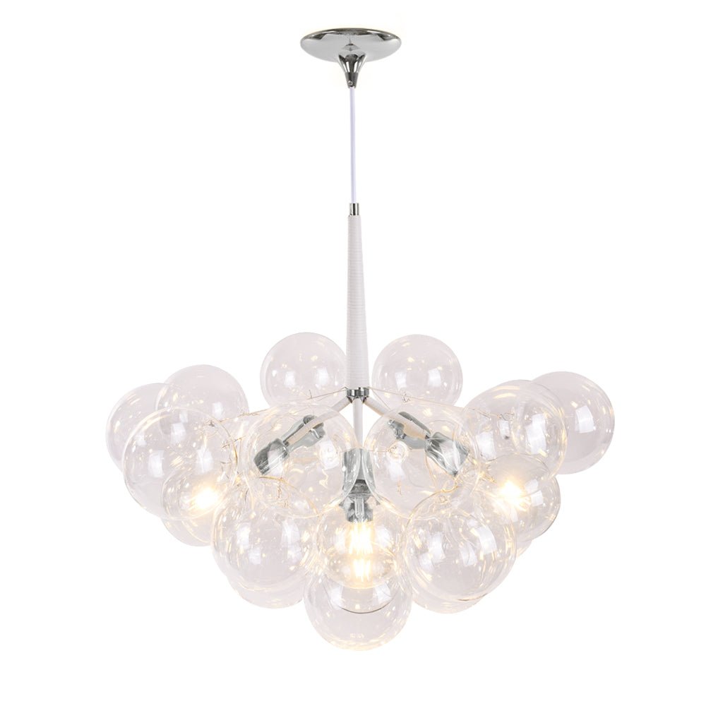 Suspension Boules en Verre Cluster Chrome Blanc Noir 63cm 6 Lumières LED G125 Salon Salle à Manger Chambre Entrée Lustre Bulles Réglable | Restfield