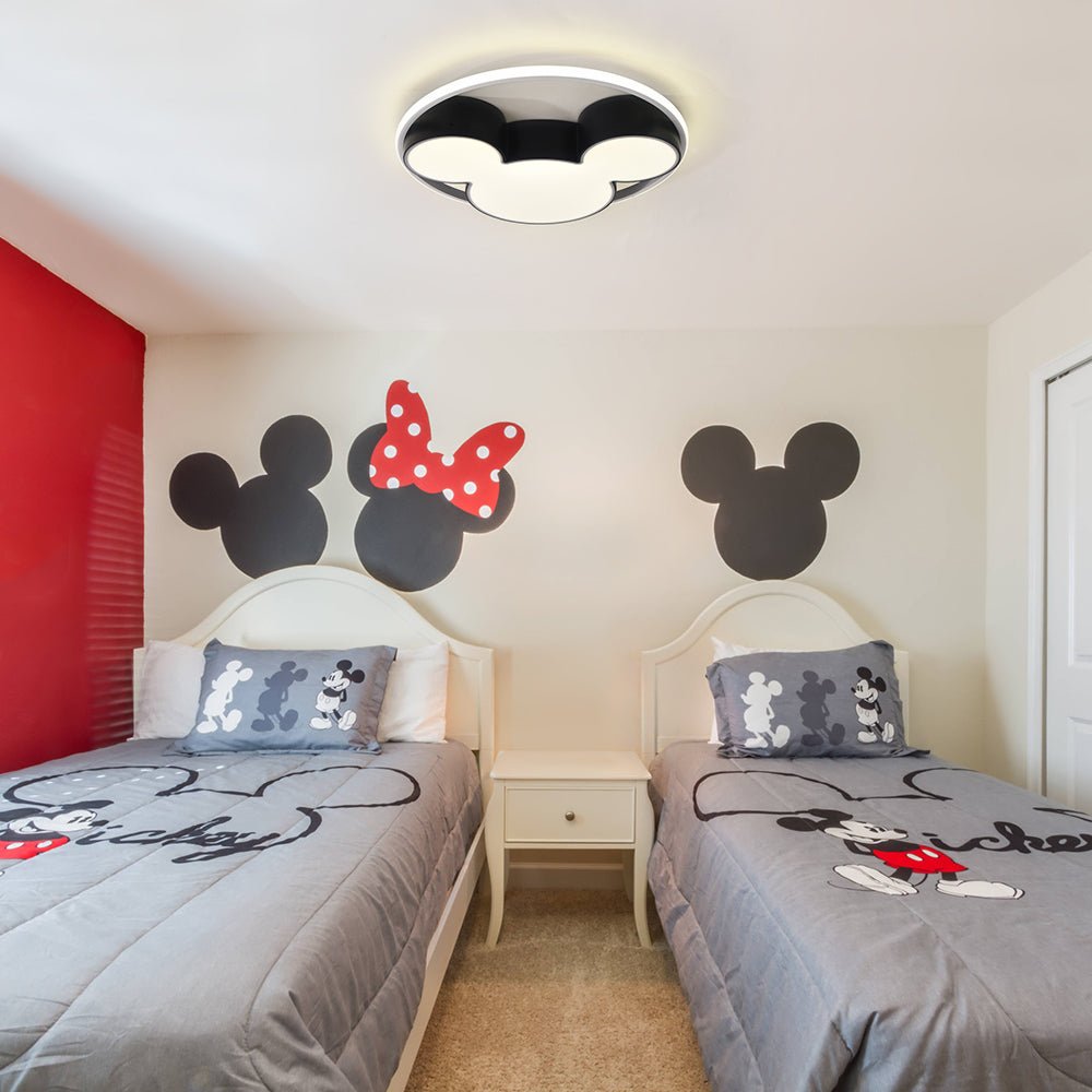 Kinderzimmer Deckenleuchte LED Schwarz Weiß 45cm 52cm Dimmbar Fernbedienung Schlafzimmer Wohnzimmer Spielzimmer Aluminium Acryl Mausdesign | Restfield
