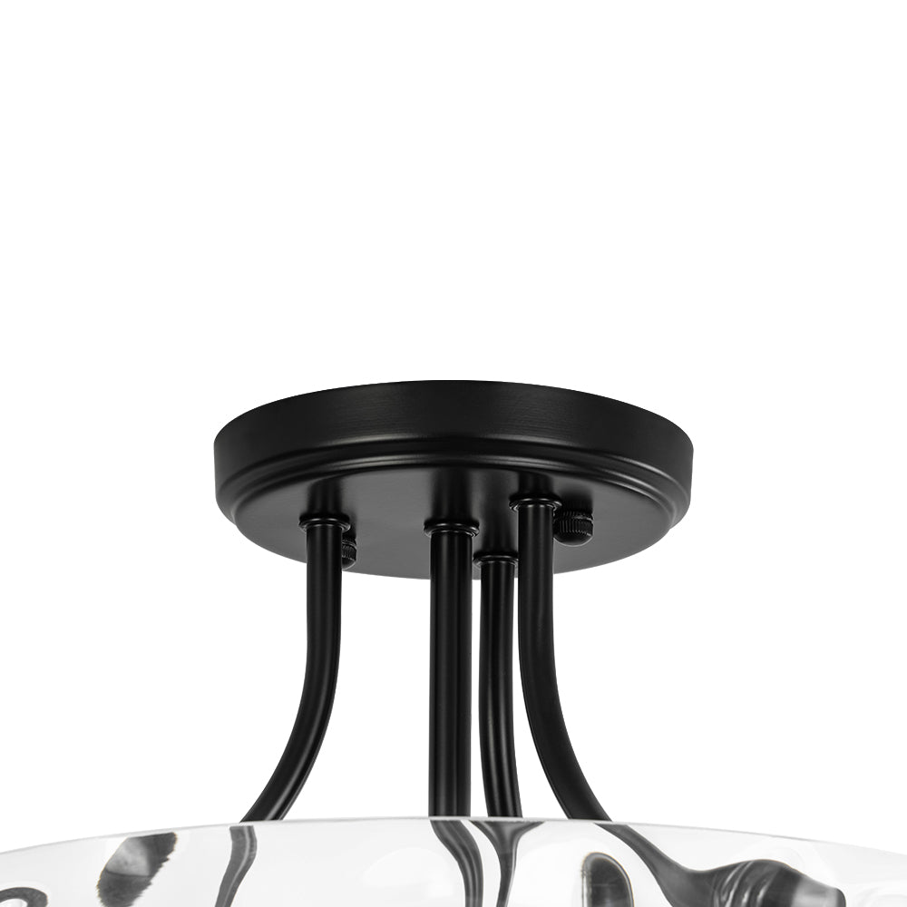 Glas-Deckenleuchte Drum Messing 30cm 2-flammig Hammerschlagglas Wohnzimmer Esszimmer Semi-Flush-Mount Badezimmer Eingang Flur Schlafzimmer | Restfield