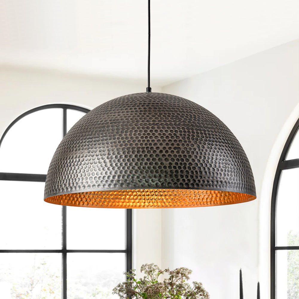 Kuppel Hängeleuchte Gehämmerter Metall Messing Silber 40cm 60cm Kücheninsel Esszimmer Wohnzimmer Eingang Vintage Industrie Dimmbar E26 | Restfield
