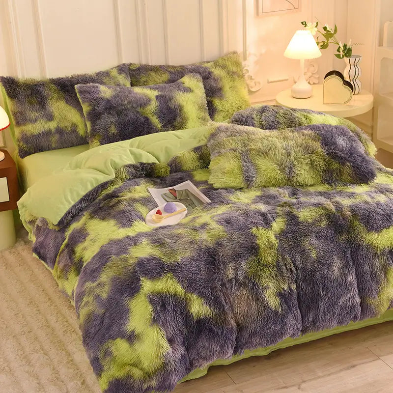 Fluffy Fleece Bedding Set – Teddy 3-piece or 4-piece – Duvet Cover Sheet Pillowcases Single | Sansoti