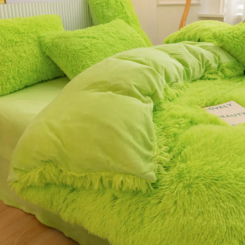 Fluffy Fleece Bedding Set – Teddy 3-piece or 4-piece – Duvet Cover Sheet Pillowcases Single | Sansoti