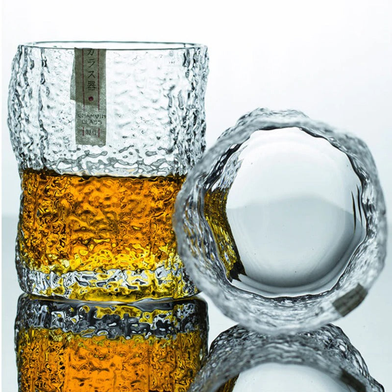 Handgemaakt Japans Whiskyglas met IJsstorm Reliëf 260ml Hittebestendig Glas Traditioneel Vakmanschap Luxe Presentatie in Houten Kist Premium Drinkglas voor Whisky Liefhebbers Authentiek Oosters Design | Sansoti