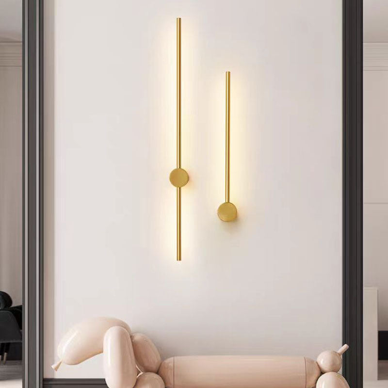 Applique murale LED minimaliste au design linéaire, noire et dorée, 60-120cm, pour intérieur moderne, salle à manger, bar et salon | Sansoti