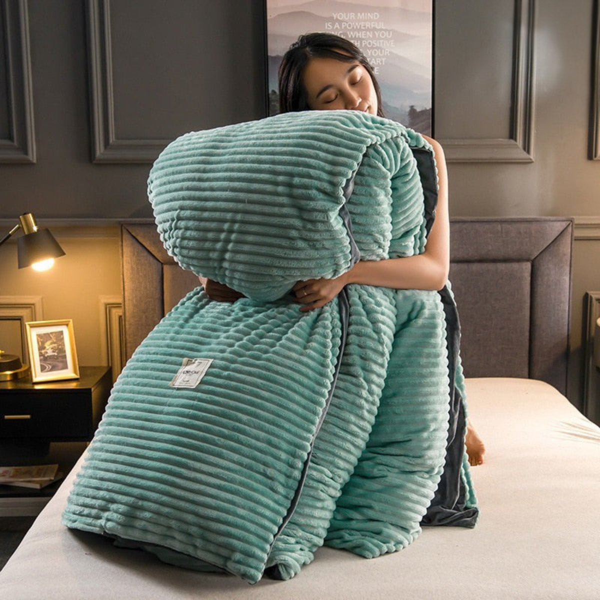 Beidseitig warmes Fleece-Bettwäsche-Set mit Kissenbezug, waschbare samtige Bettwäsche, luxuriöse Winterdecke, komfortabel | Sansoti