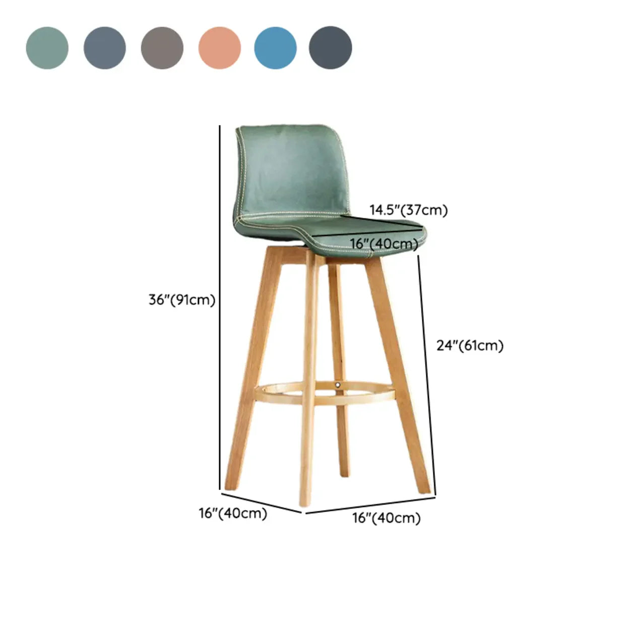Tabouret de Bar Pivotant en Cuir avec Dossier et Pieds en Bois – Chaise de Bar Moderne Pivotante à 360° pour Îlot de Cuisine et Bar à Domicile | Restfield