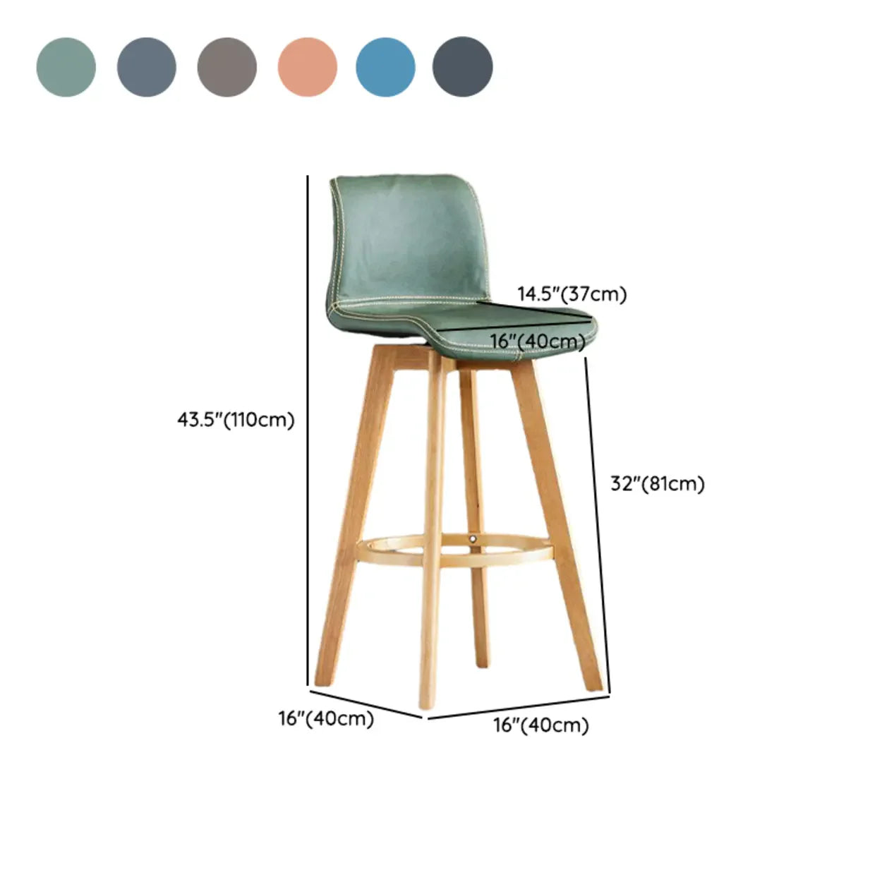 Tabouret de Bar Pivotant en Cuir avec Dossier et Pieds en Bois – Chaise de Bar Moderne Pivotante à 360° pour Îlot de Cuisine et Bar à Domicile | Restfield