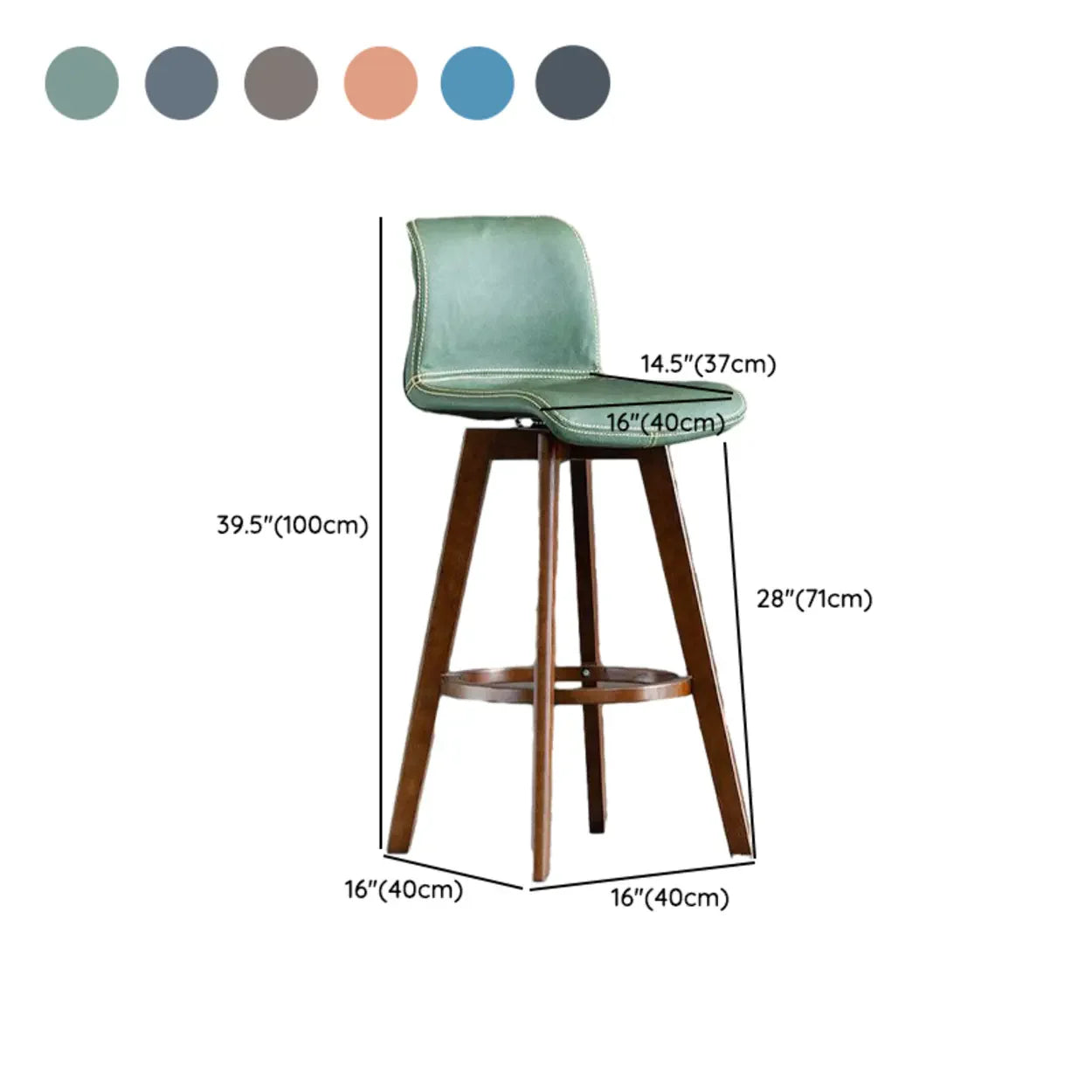 Tabouret de Bar Pivotant en Cuir avec Dossier et Pieds en Bois – Chaise de Bar Moderne Pivotante à 360° pour Îlot de Cuisine et Bar à Domicile | Restfield