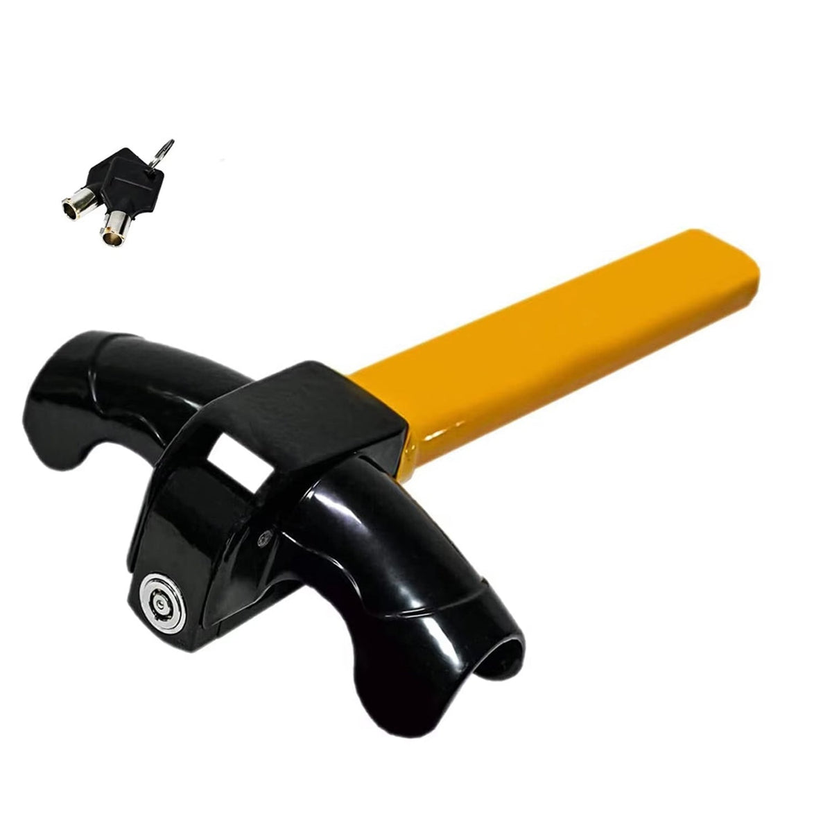 Universal Steering Wheel Lock with T-Bar | Heavy-Duty Iron Construction | Yellow Warning Signal | Theft Protection | Sansoti