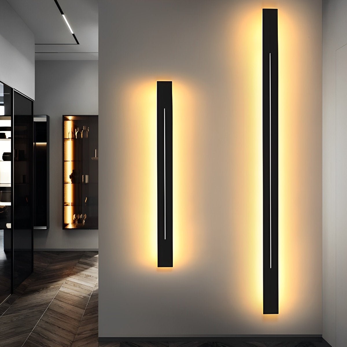 Applique murale bande LED Noir Fer Acrylique Salon Chambre Linéaire 60cm 80cm 100cm 120cm 3 modes de couleur Minimaliste Accent miroir | Restfield
