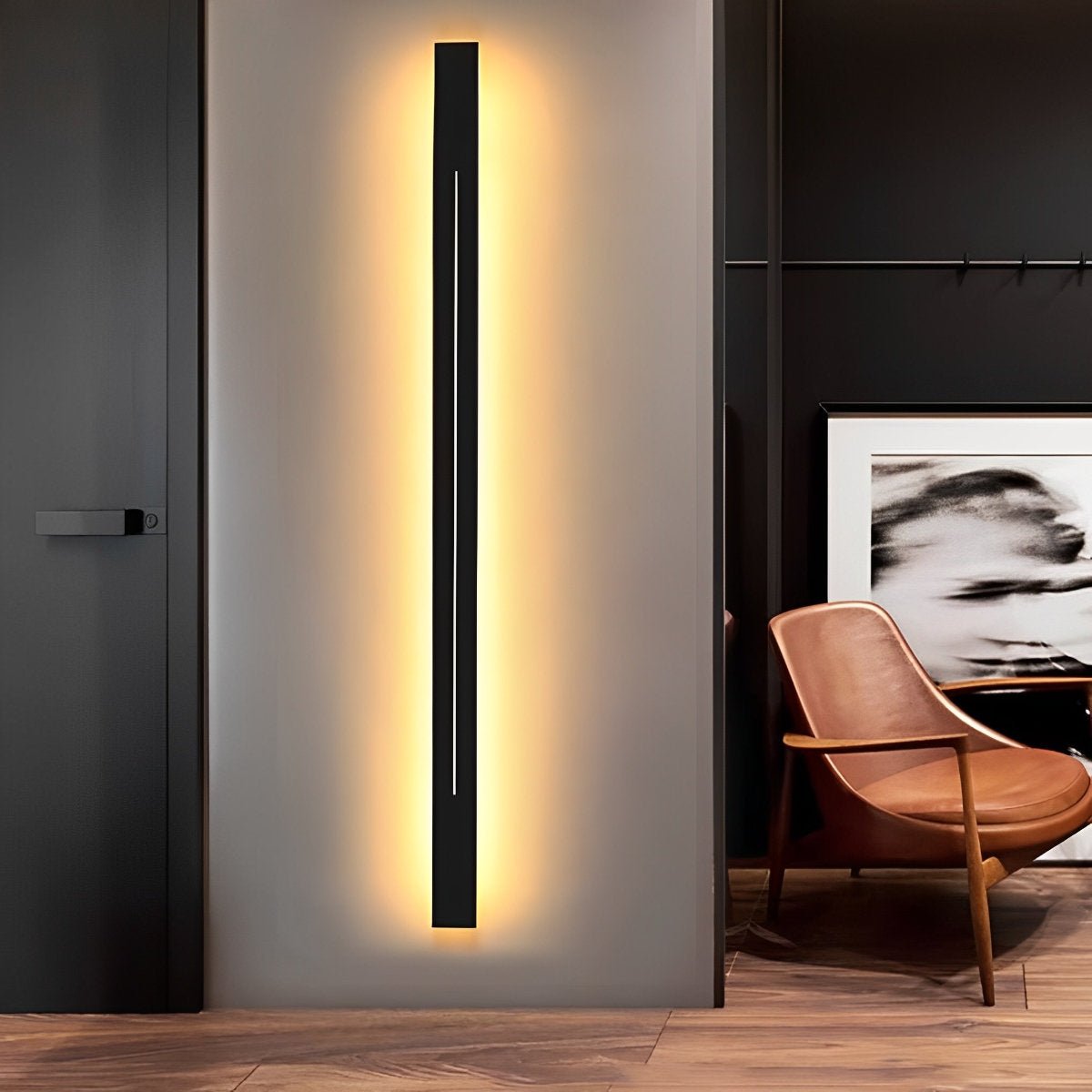 Applique murale bande LED Noir Fer Acrylique Salon Chambre Linéaire 60cm 80cm 100cm 120cm 3 modes de couleur Minimaliste Accent miroir | Restfield