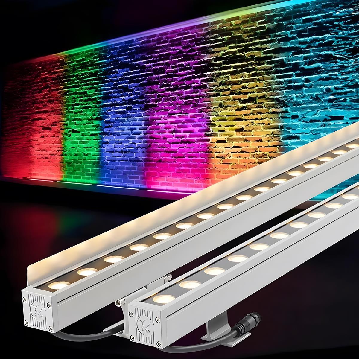 Lave-mur LED RGB Aluminium 24V IP65 Façade Jardin Applique Barre lumineuse Couleur Dimmable Extérieur Éclairage d'accent Villa | Restfield