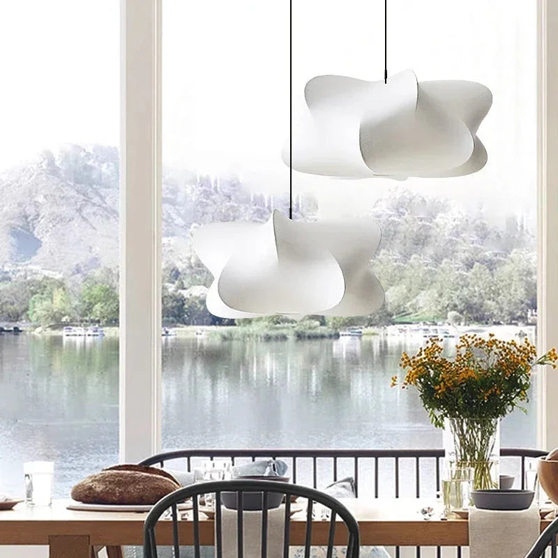Silk Pendant Lamp – Japanese Style – Light Pink or White – Warm White Light – Living Room & Bedroom – Modern Pendant Lighting with Natural Look | Sansoti