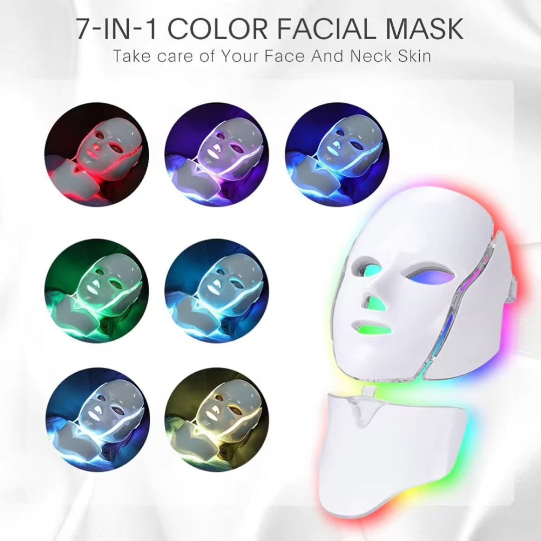 LED Gezichtsmasker met 7 Kleuren Lichttherapie voor Huidverjonging Anti-Aging en Huidverzorging Thuis | Sansoti