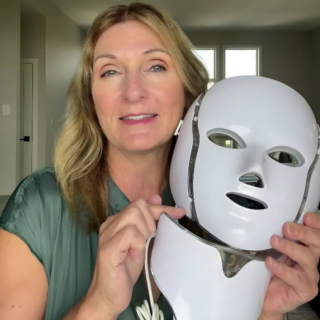 LED Gezichtsmasker met 7 Kleuren Lichttherapie voor Huidverjonging Anti-Aging en Huidverzorging Thuis | Sansoti