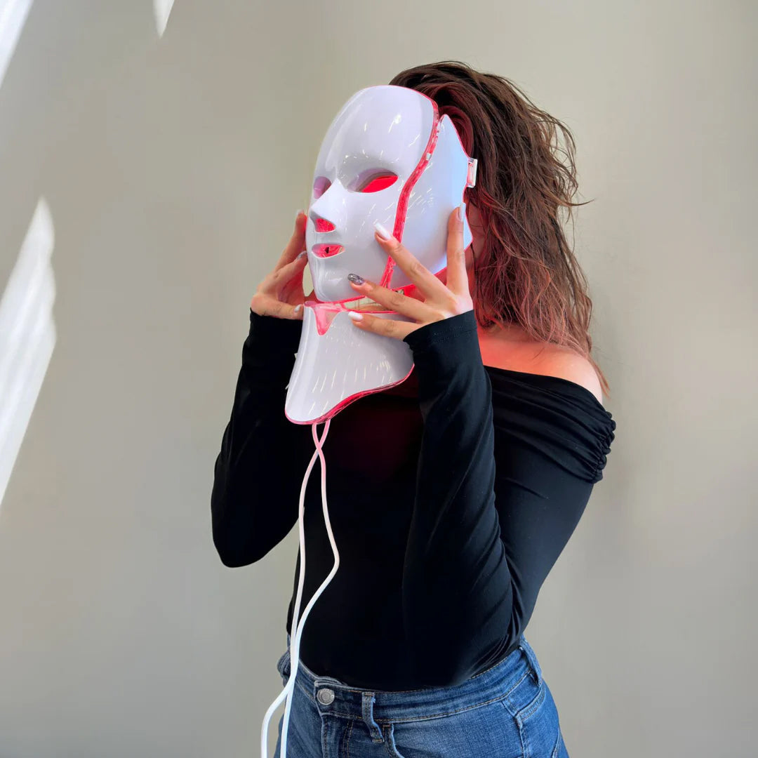 LED Gezichtsmasker met 7 Kleuren Lichttherapie voor Huidverjonging Anti-Aging en Huidverzorging Thuis | Sansoti