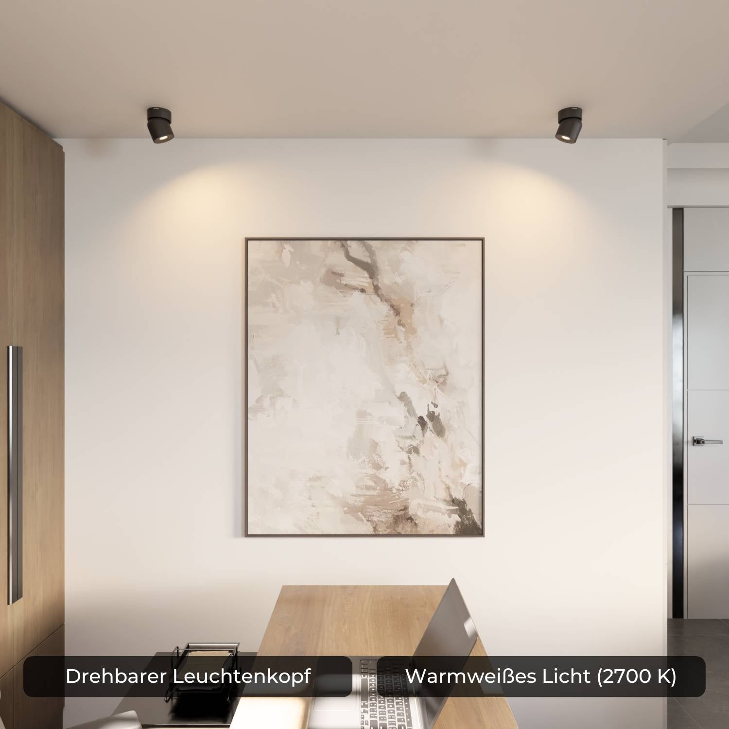Verstelbare plafondlamp met draaibare lichtkop en warm 2700k licht | Sansoti