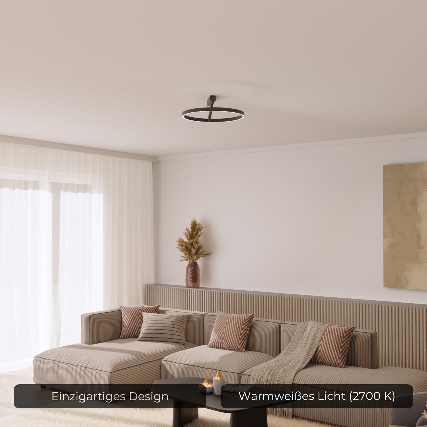 Plafonnier avec éclairage haut et bas et lumière chaude 2700K – Noira