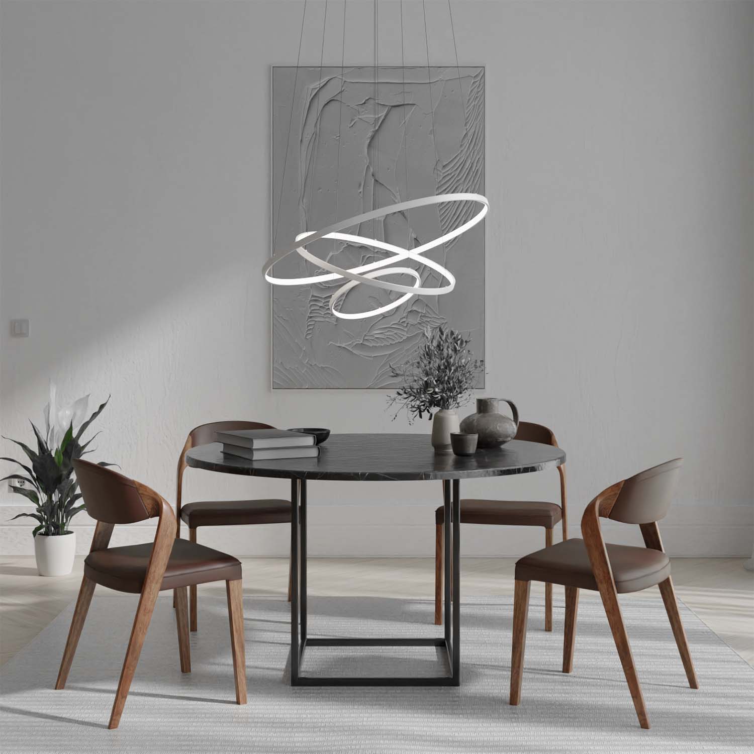 Moderne ring hanglamp met zwevend 3-ringen design | Sansoti