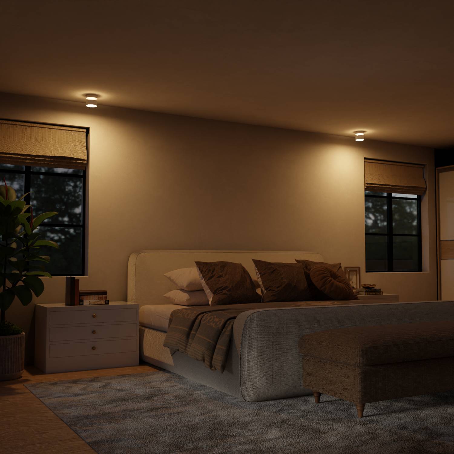 Moderne cilindervormige plafondlamp met up & downlight – Arvona