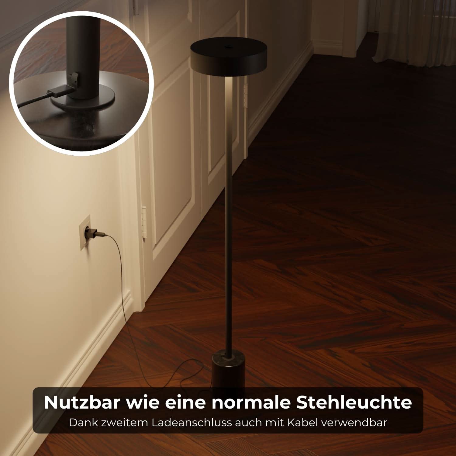 Lampadaire sans fil à batterie pour jardin & terrasse avec lumière chaude – Uranos