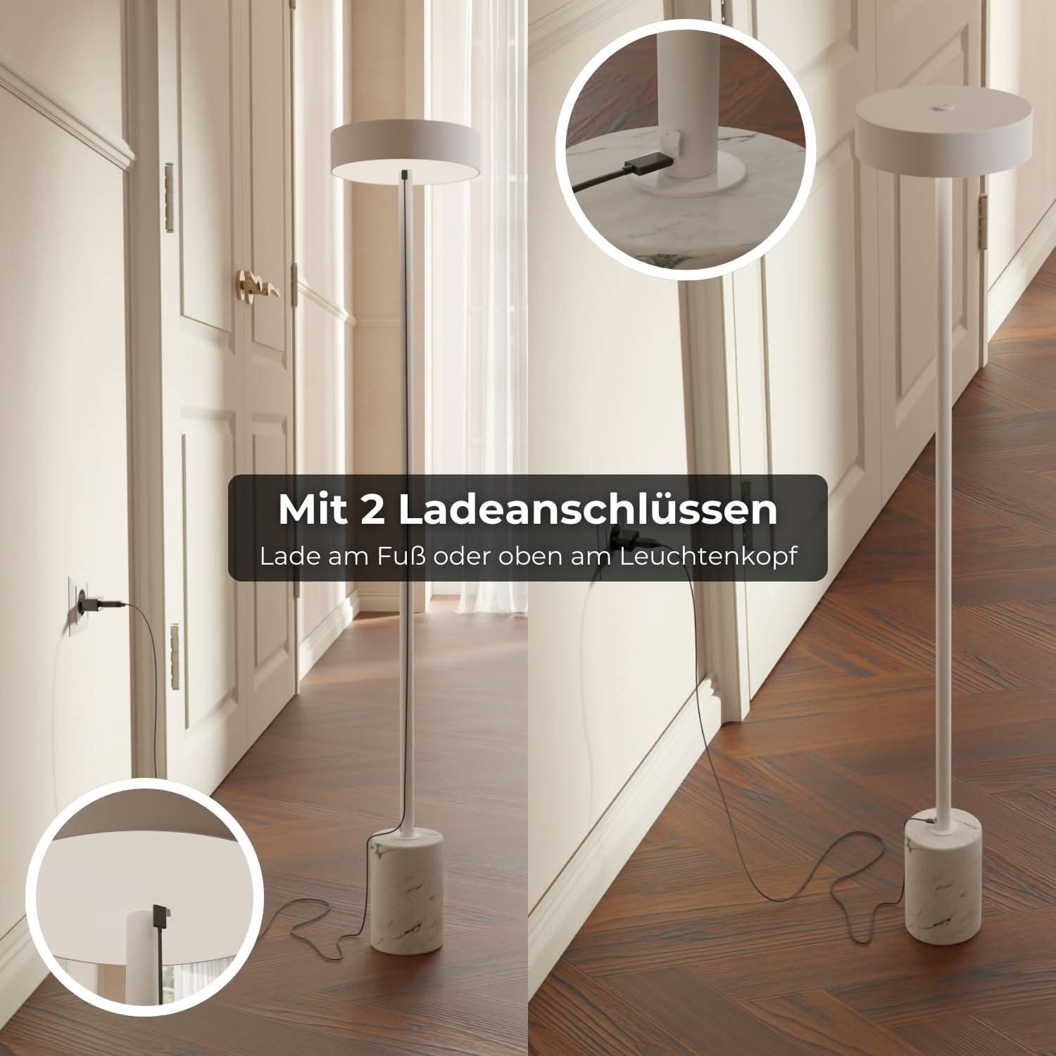 Lampadaire sans fil à batterie pour jardin & terrasse avec lumière chaude – Uranos