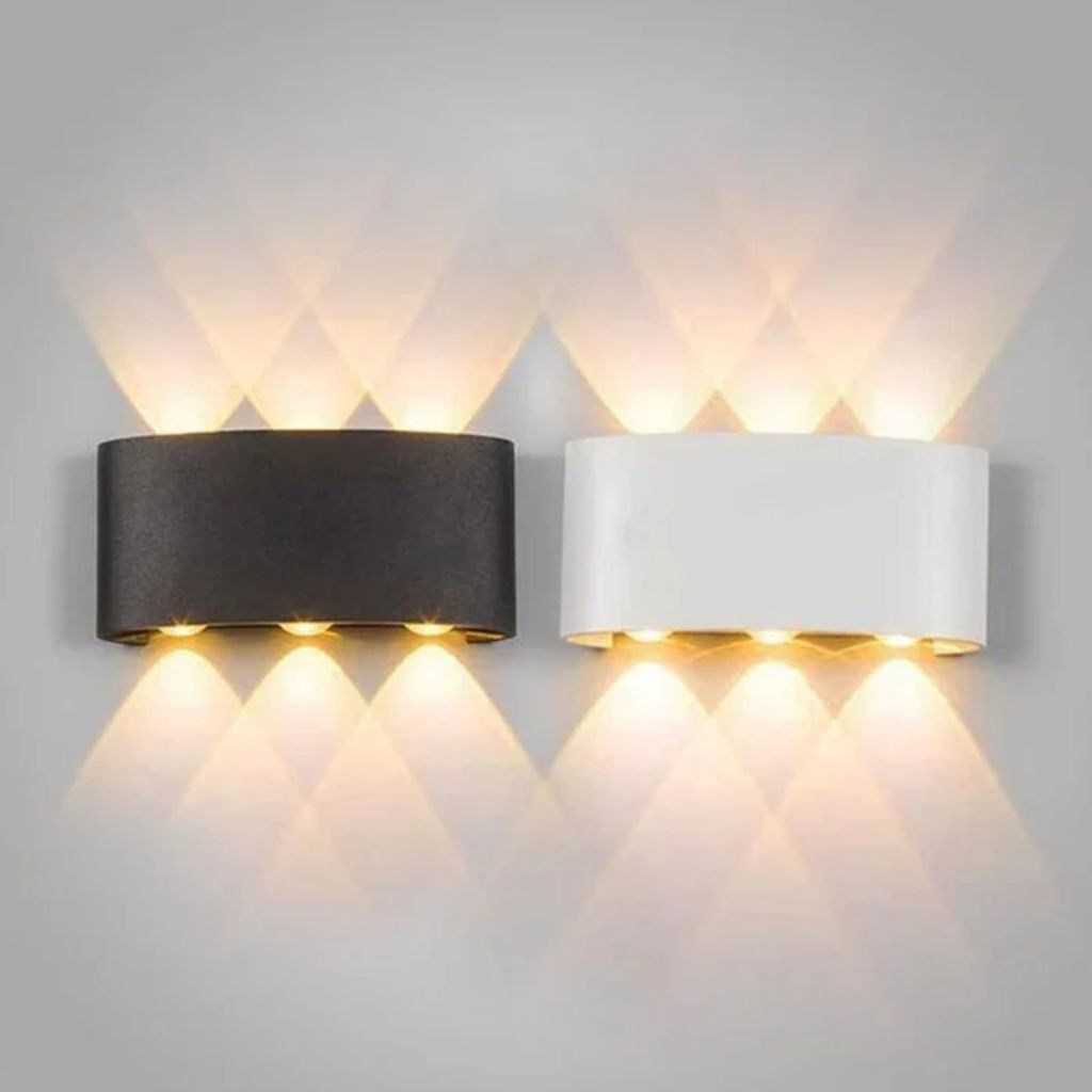 Wasserdichte LED-Wandleuchte aus Aluminium für Innen- und Außenbereiche, moderne Beleuchtung, IP65, Stimmungslicht, Garten, Terrasse, Fassade | Sansoti