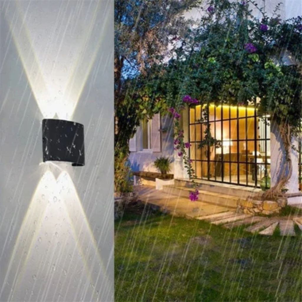 Wasserdichte LED-Wandleuchte aus Aluminium für Innen- und Außenbereiche, moderne Beleuchtung, IP65, Stimmungslicht, Garten, Terrasse, Fassade | Sansoti