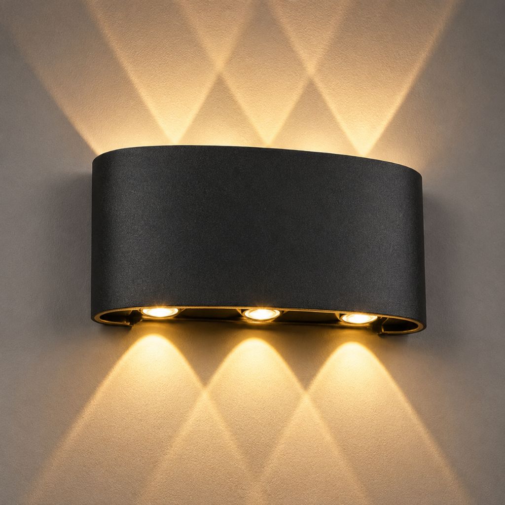 Wasserdichte LED-Wandleuchte aus Aluminium für Innen- und Außenbereiche, moderne Beleuchtung, IP65, Stimmungslicht, Garten, Terrasse, Fassade | Sansoti