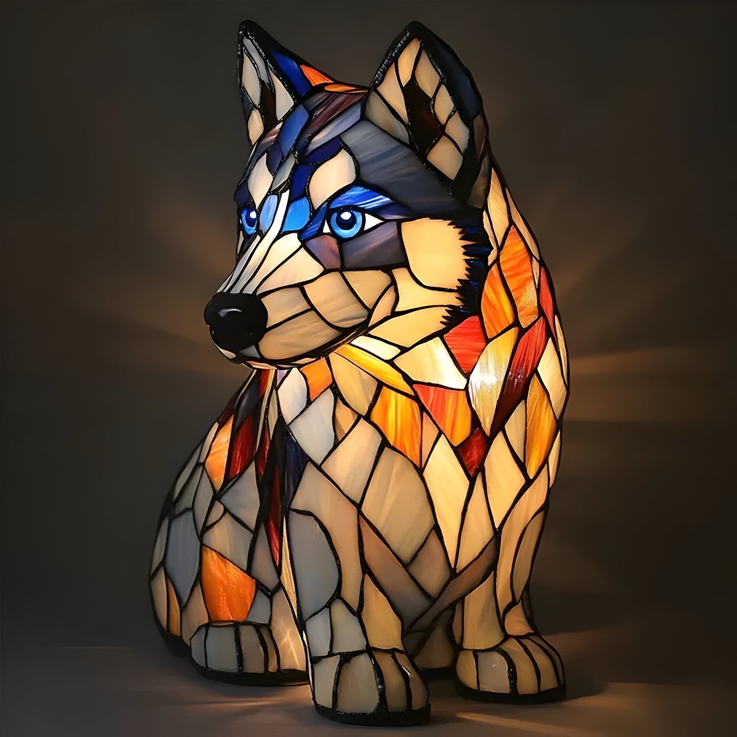 Hondenlamp Glas-in-Lood Sfeerverlichting Meerkleurig Mozaïek Dierenthema | Sansoti